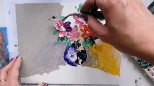 Рисуем ЦВЕТЫ маслом и мастихином! Объёмная техника!