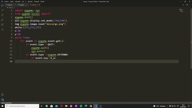 MOVER UNA IMAGEN A TRAVEZ DEL TECLADO CON PYGAME | animación de imágenes con Python смотреть онлайн
