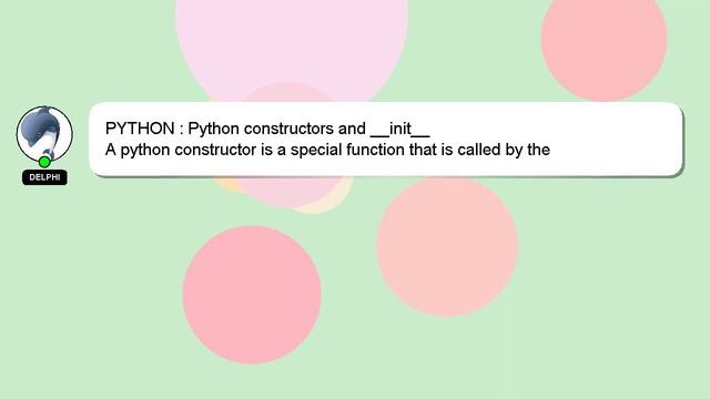PYTHON : Python constructors and __init__