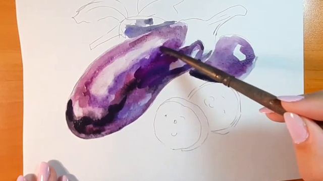 Как рисовать баклажан. Рисунок для новичков смотреть онлайн