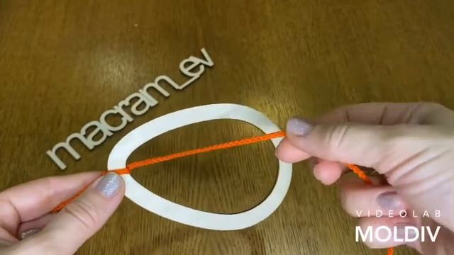 Оплетение плоской деревянной основы в технике макраме