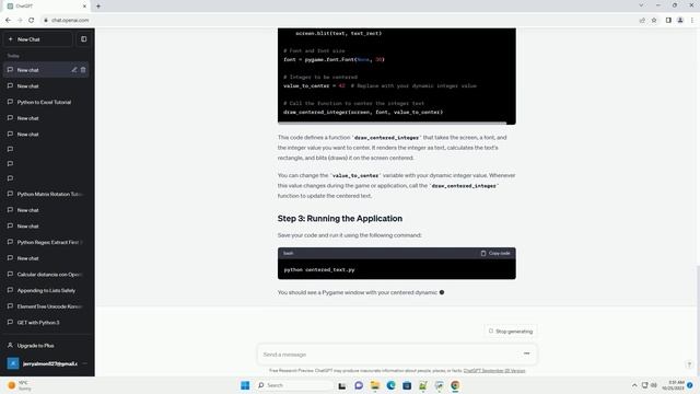 Python Pygame Centering Dynamic text integer