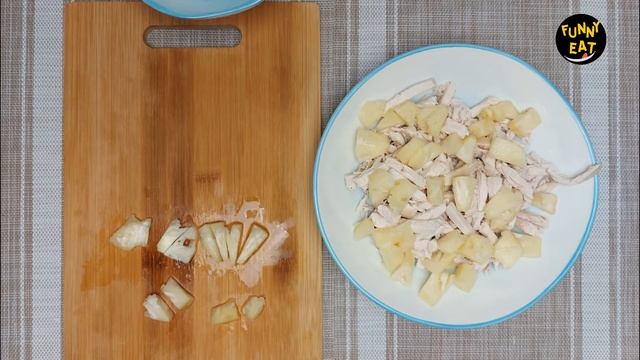 Салат с курицей и ананасом, чесноком и сыром — пошаговый фото рецепт: вкусно, быстро и красиво.