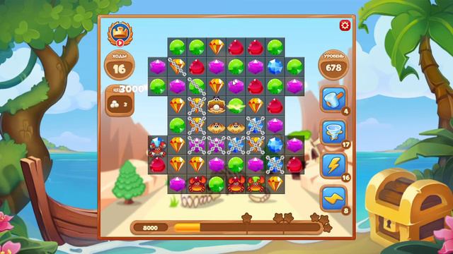 Как пройти уровень 678 игры Сокровища Пиратов