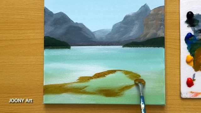 How to Paint a Emerald Lake / Acrylic Painting for Beginners смотреть онлайн