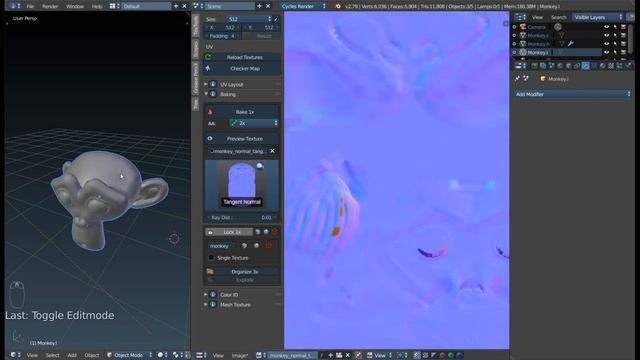 Запекание карт нормалей с Multiresolution в Blender.