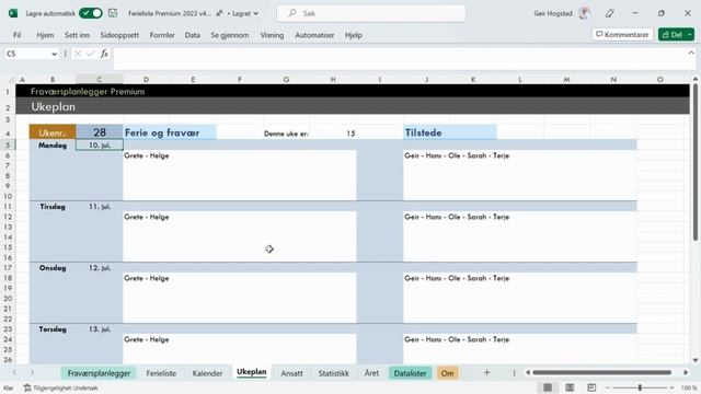 Ferie- og fraværsplanlegger i Excel смотреть онлайн