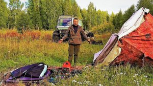 “Тайга” Наступила осень | Один, Вездеход сломан! ГРУЖЁНЫЙ МЕТАЛЛОМ! Пытаюсь добраться до избы.