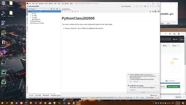 How to download and run PythonClass202005 project using PyCharm