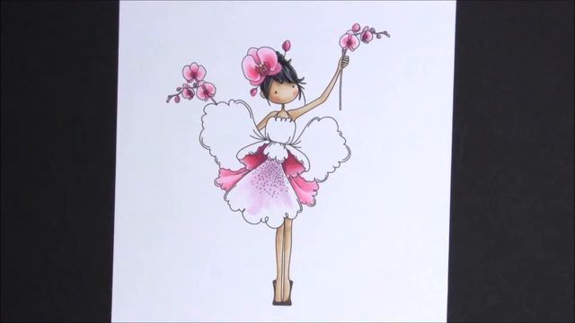 Copic Coloring Stamping Bella 2017: Tiny Townie Garden Girl Orchid rubber stamp смотреть онлайн