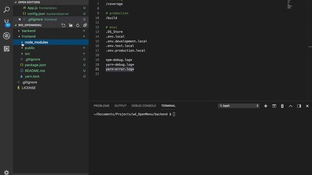 Web application project setup