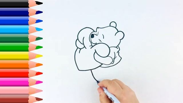 Как нарисовать Винни Пуха . Мультик раскраска. Простая техника рисования для детей смотреть онлайн