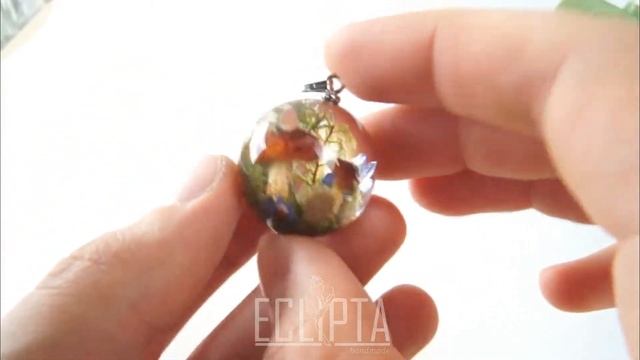 Кулон-шар 2,5 см с грибочками в эпоксидной смоле, микромир. Ручная работа ECLIPTA jewelry смотреть онлайн