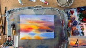 МОРСКОЙ ПЕЙЗАЖ АКВАРЕЛЬЮ рисуем вместе!