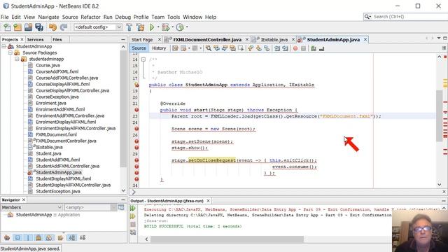 JavaFX, NetBeans, SceneBuilder - Data Entry App - Part 09 - Exit Confirmation, handle X icon (close
