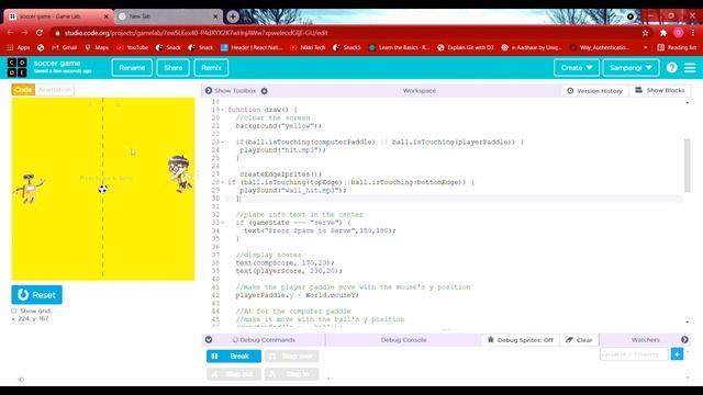 Creating soccer game using javascript code in code.org смотреть онлайн