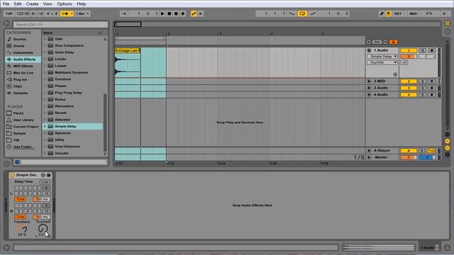 Обзор Ableton Live Simple Delay и Ping Pong Delay смотреть онлайн