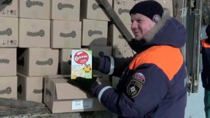 На юго-восток Украины прибыли грузовики МЧС России с гуманитарным грузом и новогодними подарками