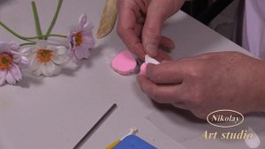 Анемона японская.  Xолодный фарфор.