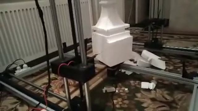 Вырезание колонны из пенопласта ЧПУ