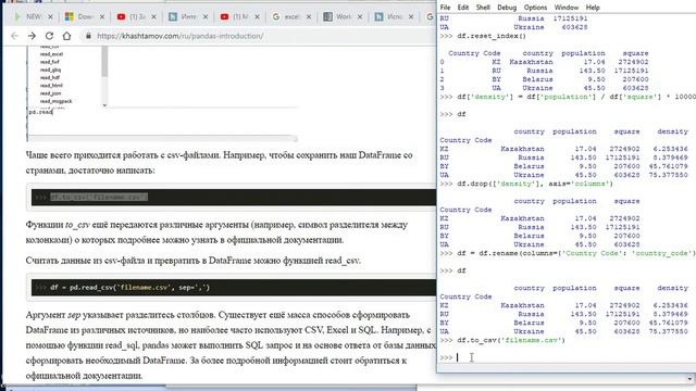 Библиотека Pandas в Python пошаговое выполнение урока