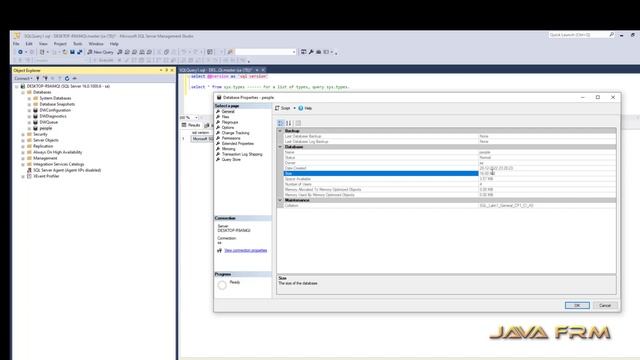 How to view database size using SQL Server Management Studio in SQL Server 2022