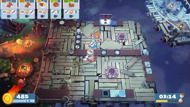 Overcooked 2 Campfire Cook Off Уровень 3-4 3 звезды, 2 игрока. Co-op смотреть онлайн