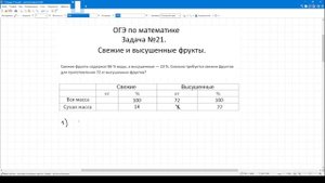 Свежие и высушенные фрукты. ОГЭ по математике.