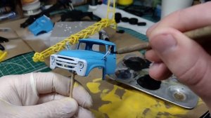 МОДЕЛЬ - АВТОКРАН НА БАЗЕ ЗиЛ-130. Сборка и покраска кистью модели в масштабе 1/43. ДЛЯ ДИОРАМЫ.