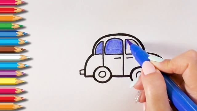 Как нарисовать МАШИНКУ. Раскраска для детей ТРАНСПОРТ. Мультик - раскраска. смотреть онлайн