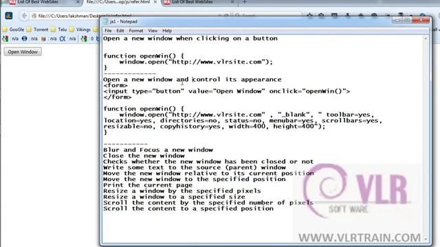 How to open link in new window and how to control it using JavaScript--English 71-vlr training