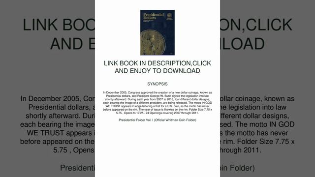 ||d0WNL0ad|| Presidential Folder Vol. I (Official Whitman Coin Folder)