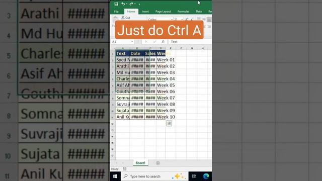 Excel Tutoring | Excel Shortcut Keys