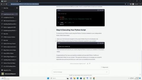 Install and execute python3 inside one same independent folder