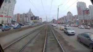 Омский трамвай запись с регистратора маршрут 8 полет - Котельникова за 15 минут осень 2019