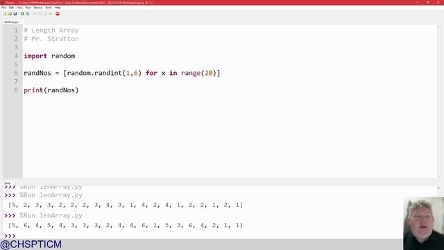 Python - Working with arrays using the length (len) function.