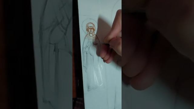 иконописный рисунок. икона в процессе. процесс создания иконы.