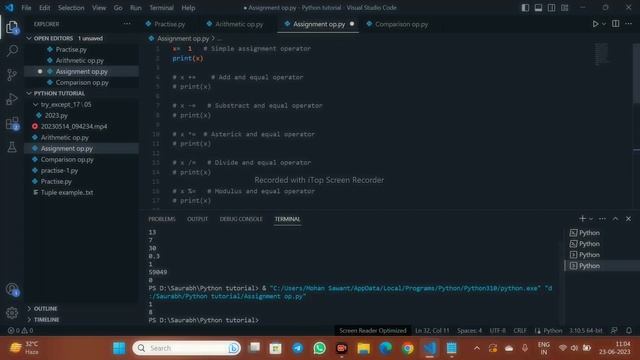 operator in python programming Part 1