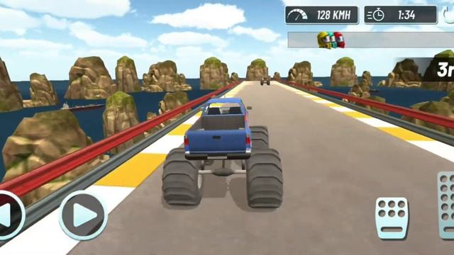 Игра на Android: Сумасшедшие гонки на монстр траках 》Monster Truck Mega Ramp 》FHD смотреть онлайн