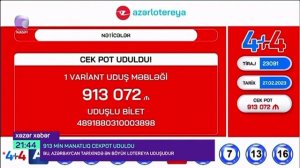 Azərbaycanda 913 000 manatlıq cekpot uduldu