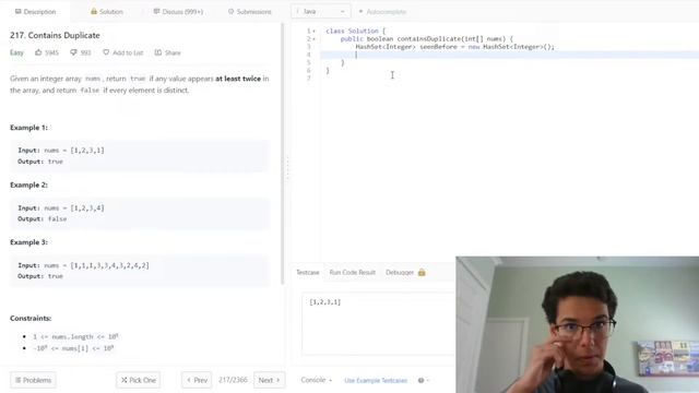 Grind 75 - Contains Duplicate - Java Solution смотреть онлайн