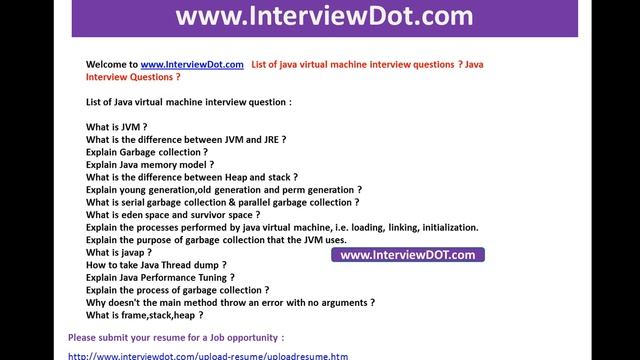 list of java virtual machine interview questions interviewdot java interview смотреть онлайн