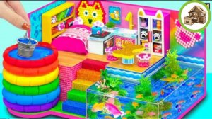 Миниарный домик для милых шенков с цветными колодцами и мини-аквариум из картона /212