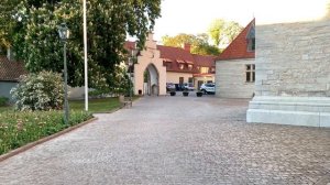 Sweden Walks: Visby, Gotland. Streets and people in  medieval, world heritage town