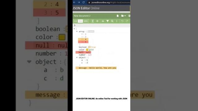 JSON EDITOR ONLINE #short
