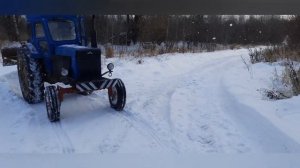 Т-40М. Чистим снег. Испытания нового отвала на заднюю навеску.