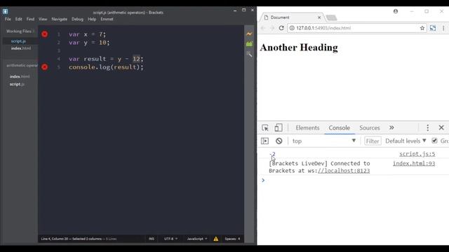 Arithmetic operators in JavaScript