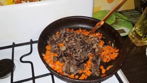 суп свиной с грибами(шампиньоны,вешанки, лисички, опята, маслята, белые)! очень нажористый!