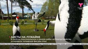 В посёлке Комсомольском в рамках работ по благоустройству установили топиарные фигуры птиц