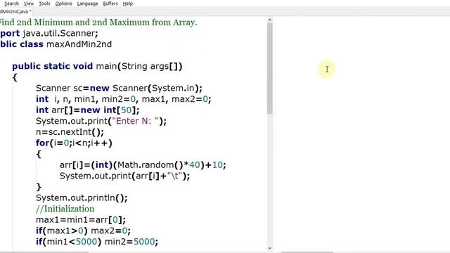 Java Programming | Find second maximum and minimum from 1D Array | Concept & Implementation.